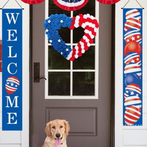 Wholesale American Independence Day Pu Rose Garland Door Hanging Decoration